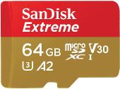 SanDisk Extreme 64 Go Carte mémoire microSDXC + adaptateur SD avec A2 App Performance + Rescue Pro Deluxe, jusqu'à 160 Mo / s, classe 10, UHS-I, U3, V30