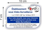 autocollant Texte de Loi Vidéo Surveillance 10cm X  7cm