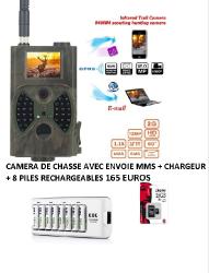 kit camera de chasse avec envoie MMS avec chargeur et 8 piles rechargeables + carte SD 16 go
