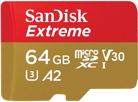SanDisk Extreme 64 Go Carte mémoire microSDXC + adaptateur SD avec A2 App Performance + Rescue Pro Deluxe, jusqu'à 160 Mo / s, classe 10, UHS-I, U3, V30