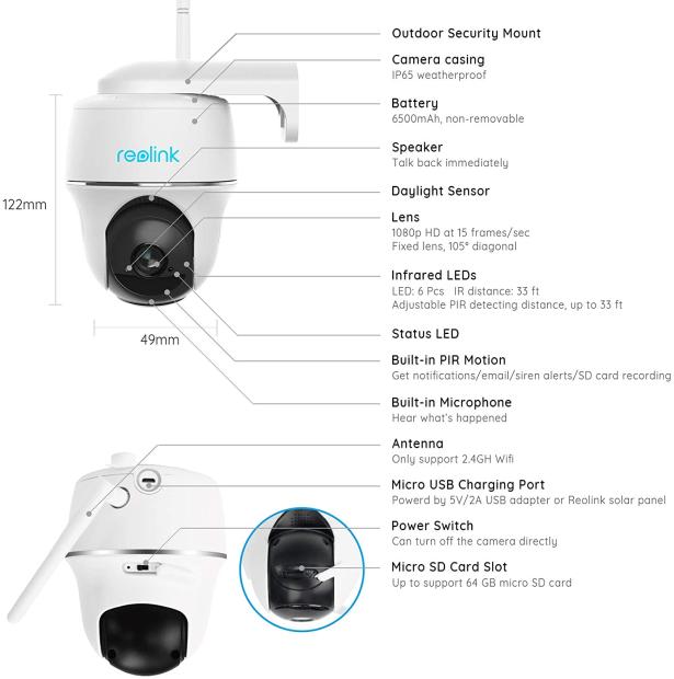 Caméra Surveillance WiFi Extérieure Solaire sans Fil avec Pan Tilt et  Batterie Rechargeable :  , camera de chasse